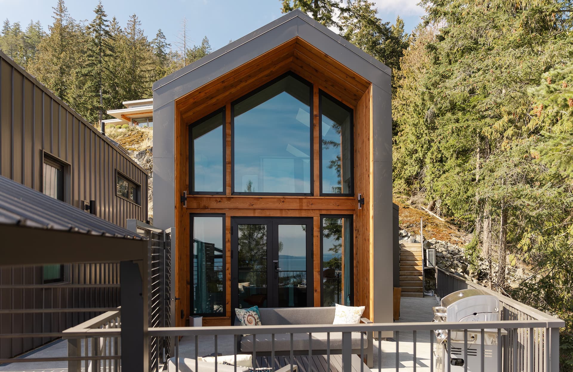 An A-frame cabin retreat in the forest